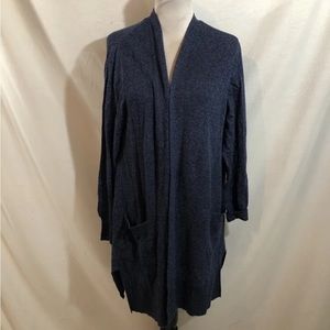 Relativity Blue & black Heathered Long Sleeve Open Front Sweater - Womens XL
